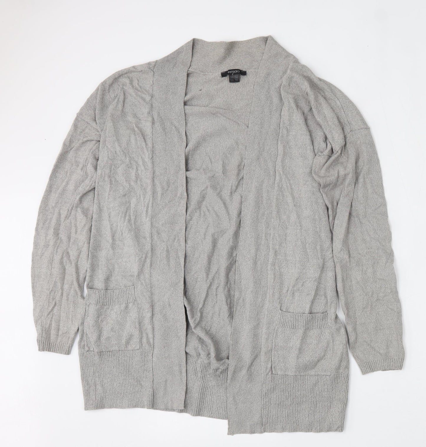 ESMARA Womens Grey V-Neck  Cotton Cardigan Jumper Size L