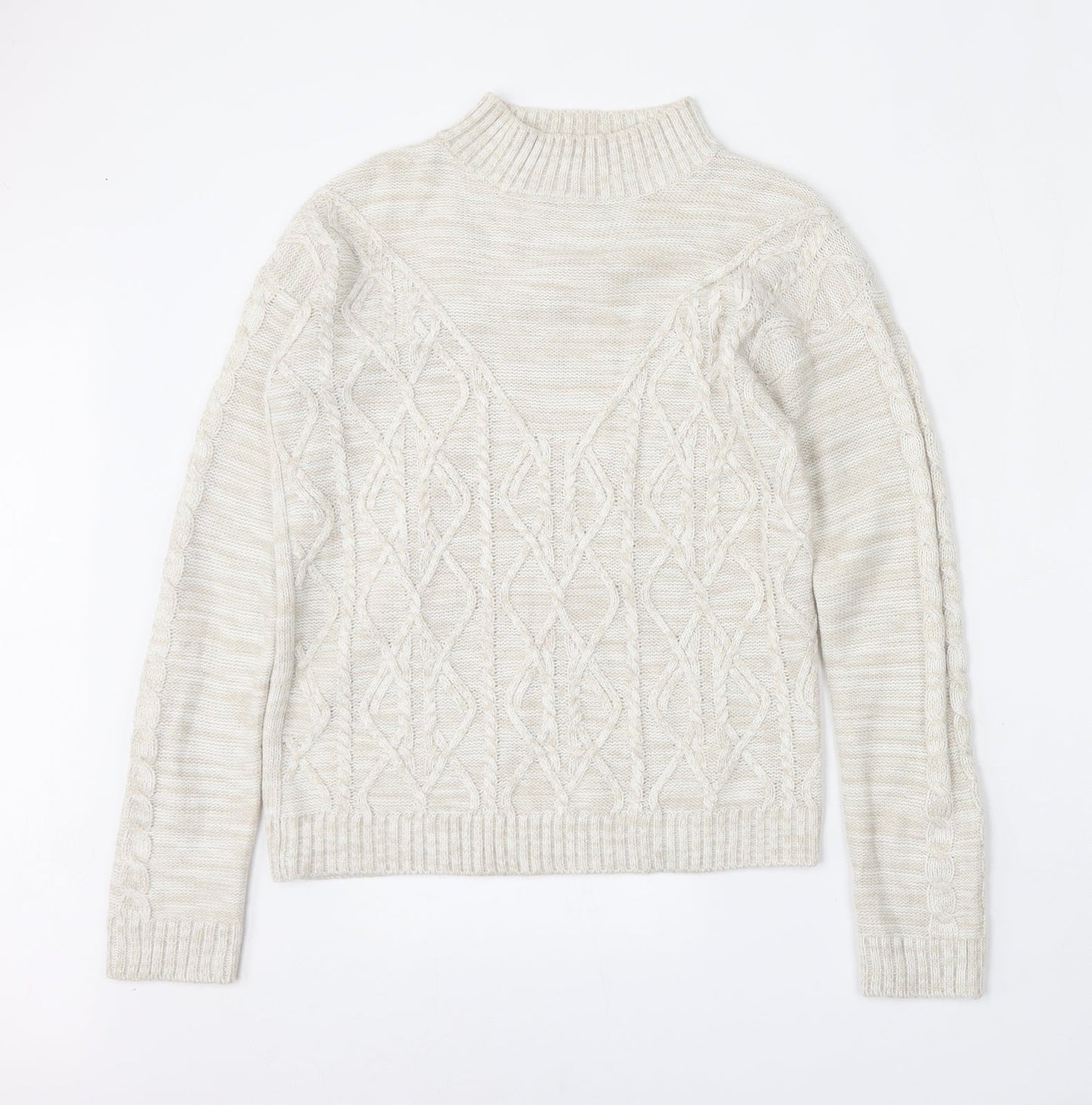 Matalan Womens Beige Round Neck  Acrylic Pullover Jumper Size S