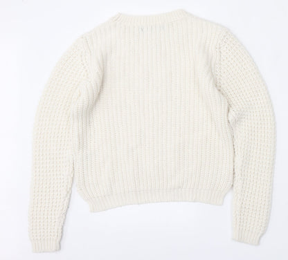 Select Womens Beige Round Neck  Acrylic Pullover Jumper Size 10