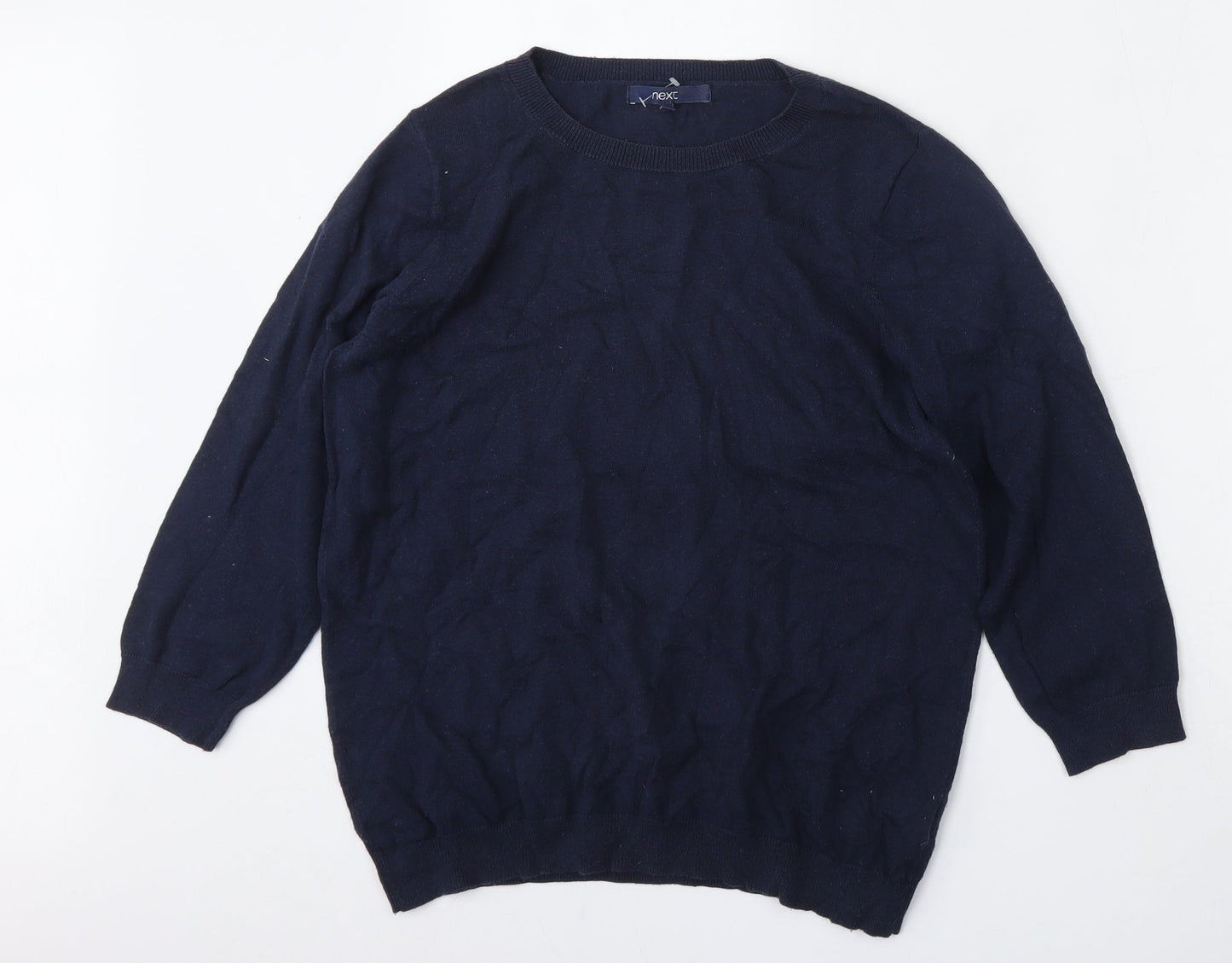 NEXT Womens Blue Round Neck  Cotton Pullover Jumper Size 14