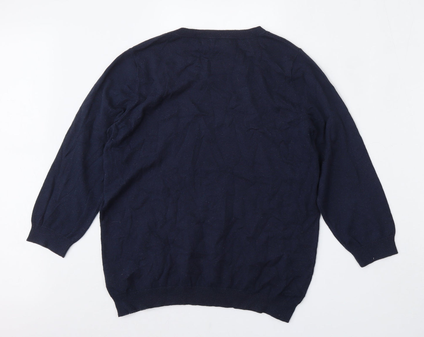 NEXT Womens Blue Round Neck  Cotton Pullover Jumper Size 14
