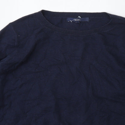 Next Womens Blue Round Neck  Cotton Pullover Jumper Size 14