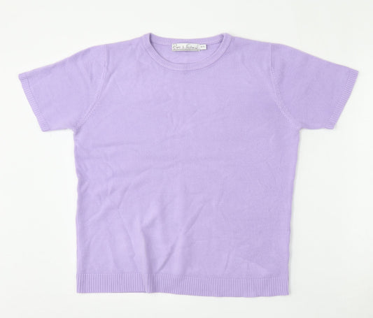 Pure & Natural Womens Purple Round Neck  Acrylic Pullover Jumper Size 14