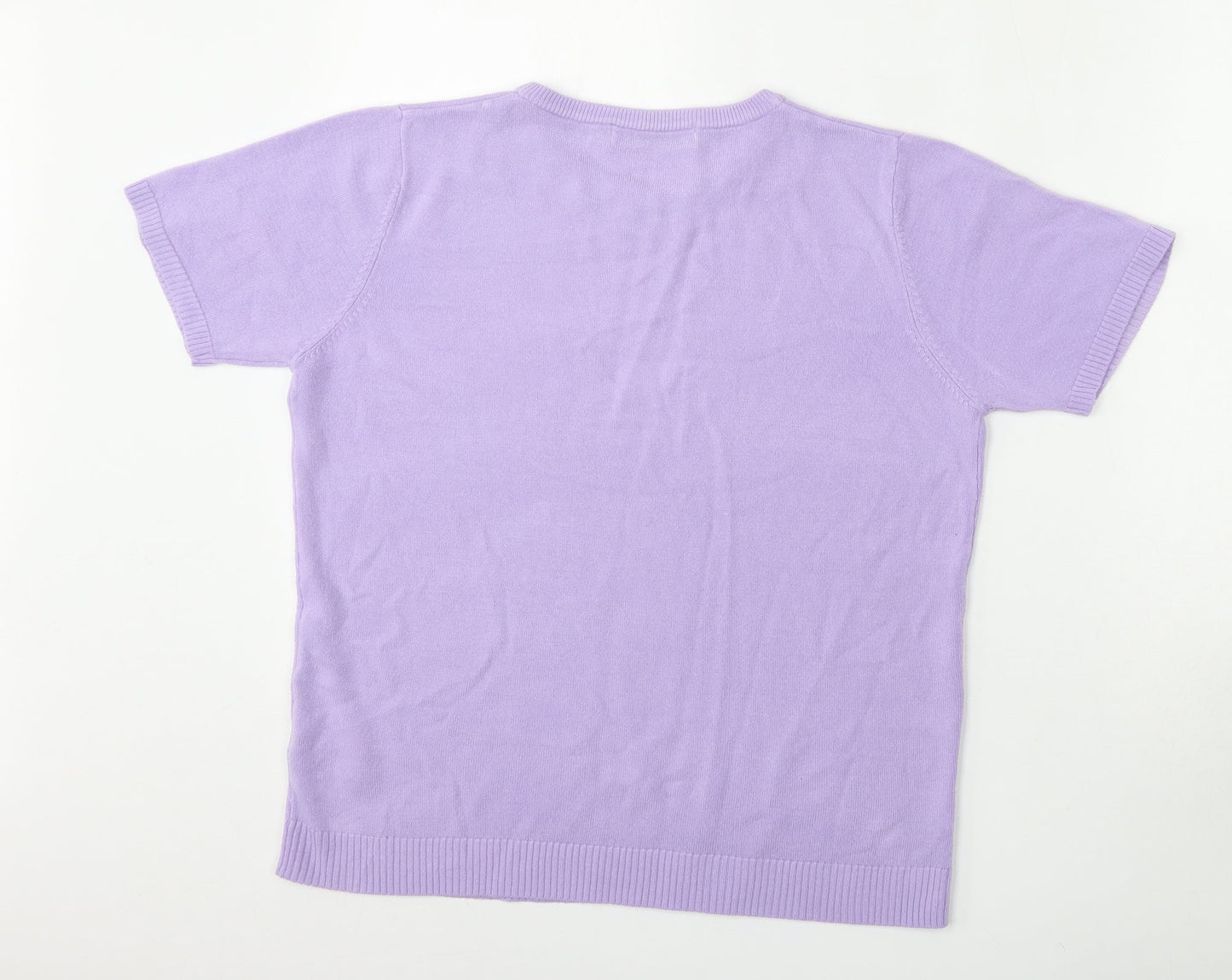 Pure & Natural Womens Purple Round Neck  Acrylic Pullover Jumper Size 14