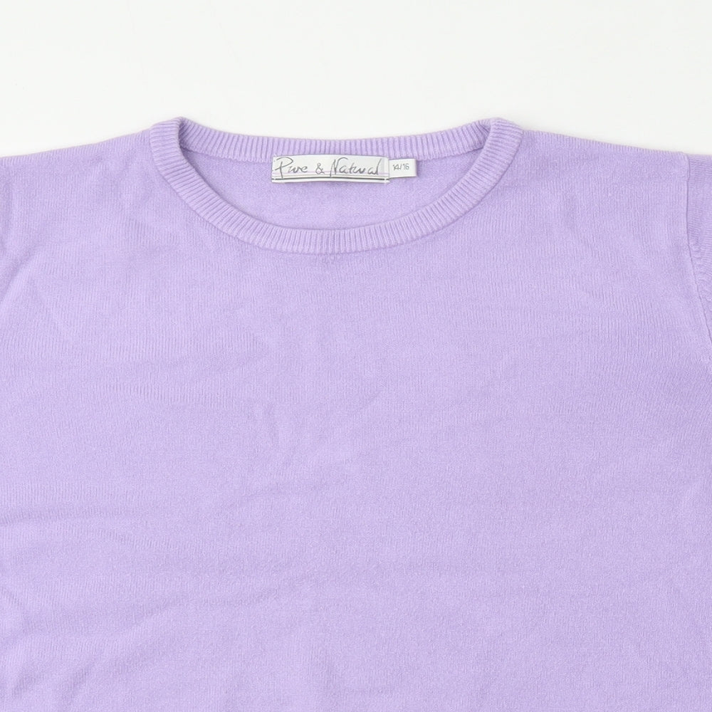 Pure & Natural Womens Purple Round Neck  Acrylic Pullover Jumper Size 14