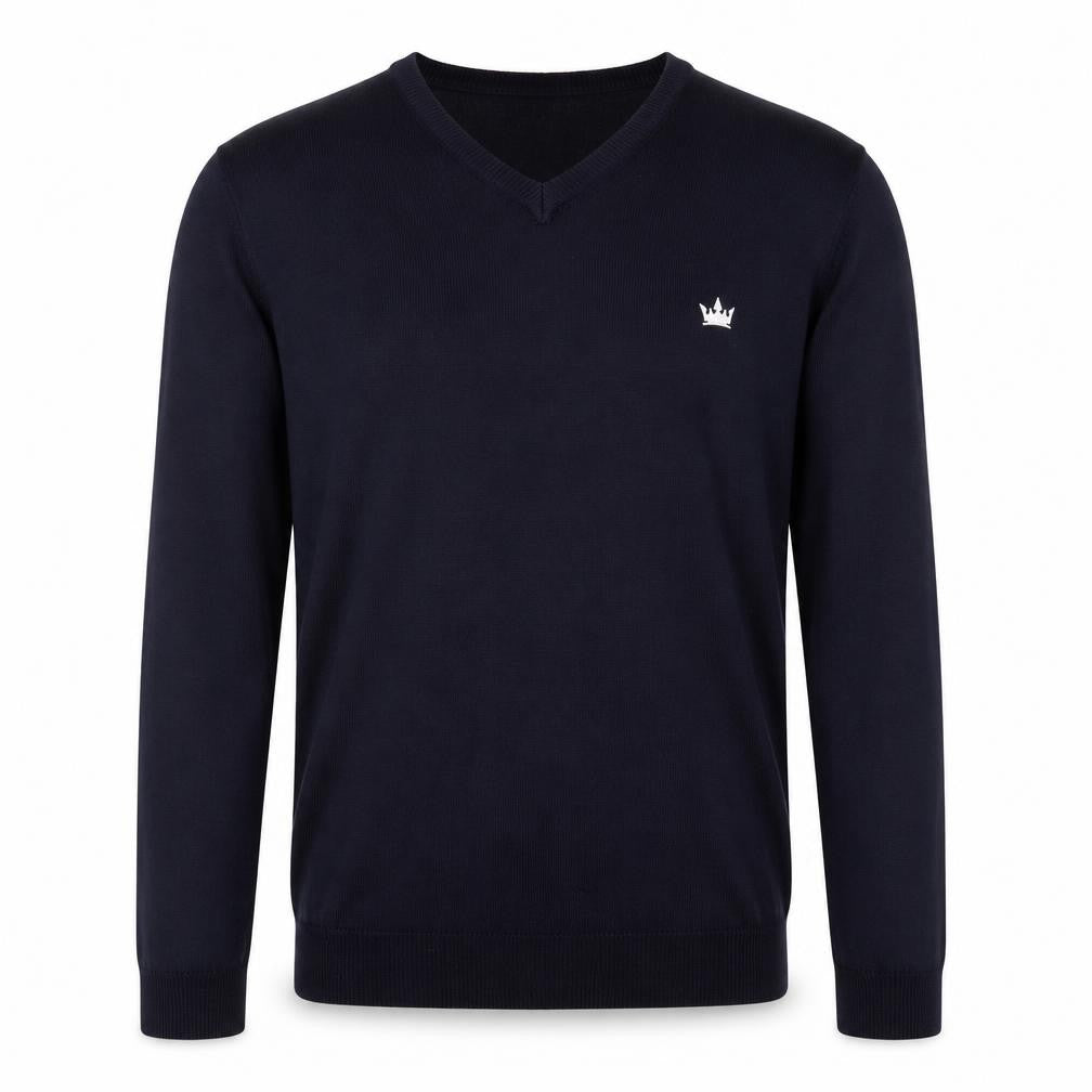 Brave Soul Mens Blue V-Neck  Acrylic Pullover Jumper Size S