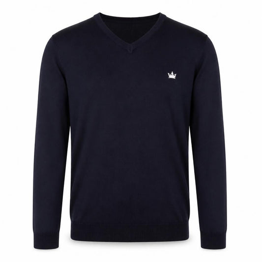 Brave Soul Mens Blue V-Neck  Acrylic Pullover Jumper Size S