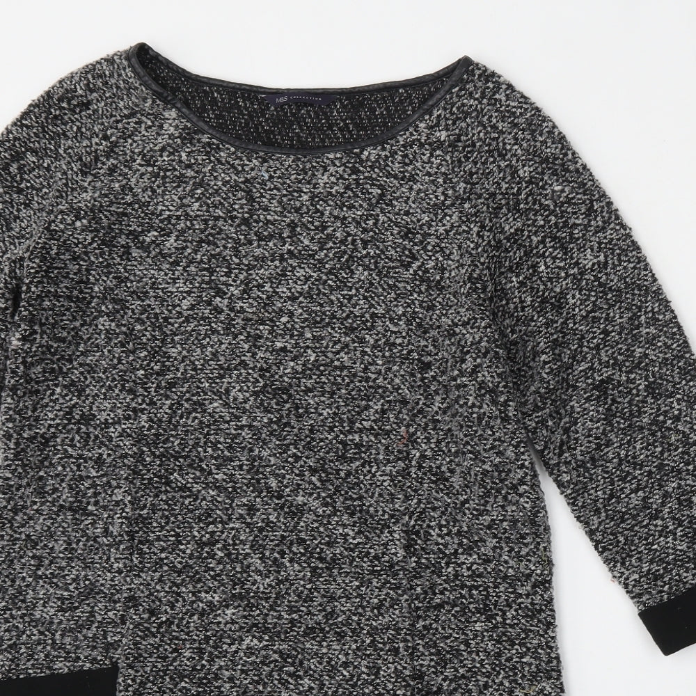 Marks and Spencer Womens Grey Round Neck  Polyester Pullover Jumper Size 12