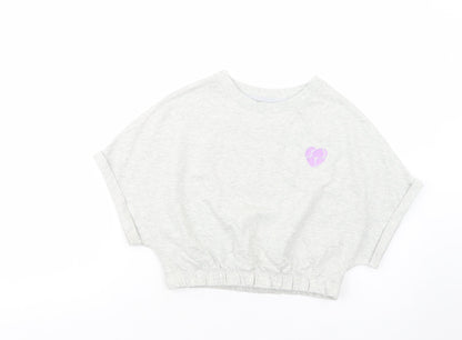 Next Girls Grey  Cotton Pullover Sweatshirt Size 11 Years  Pullover - Cropped
