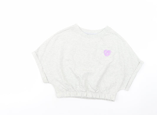 NEXT Girls Grey  Cotton Pullover Sweatshirt Size 11 Years  Pullover - Cropped