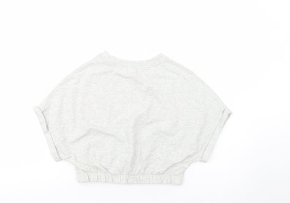 Next Girls Grey  Cotton Pullover Sweatshirt Size 11 Years  Pullover - Cropped