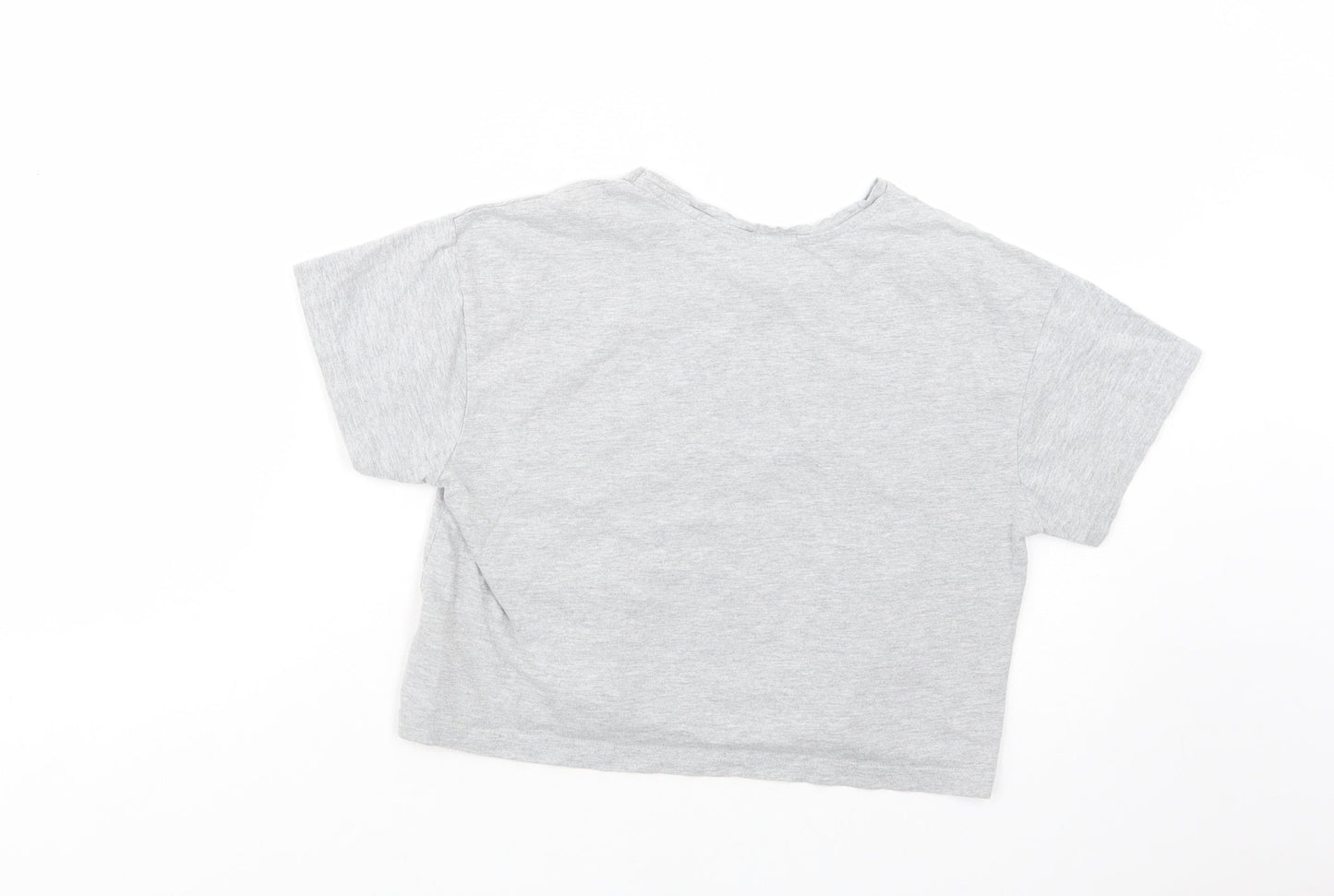 New Look Womens Grey  Cotton Cropped T-Shirt Size S Crew Neck - Hedgehugs
