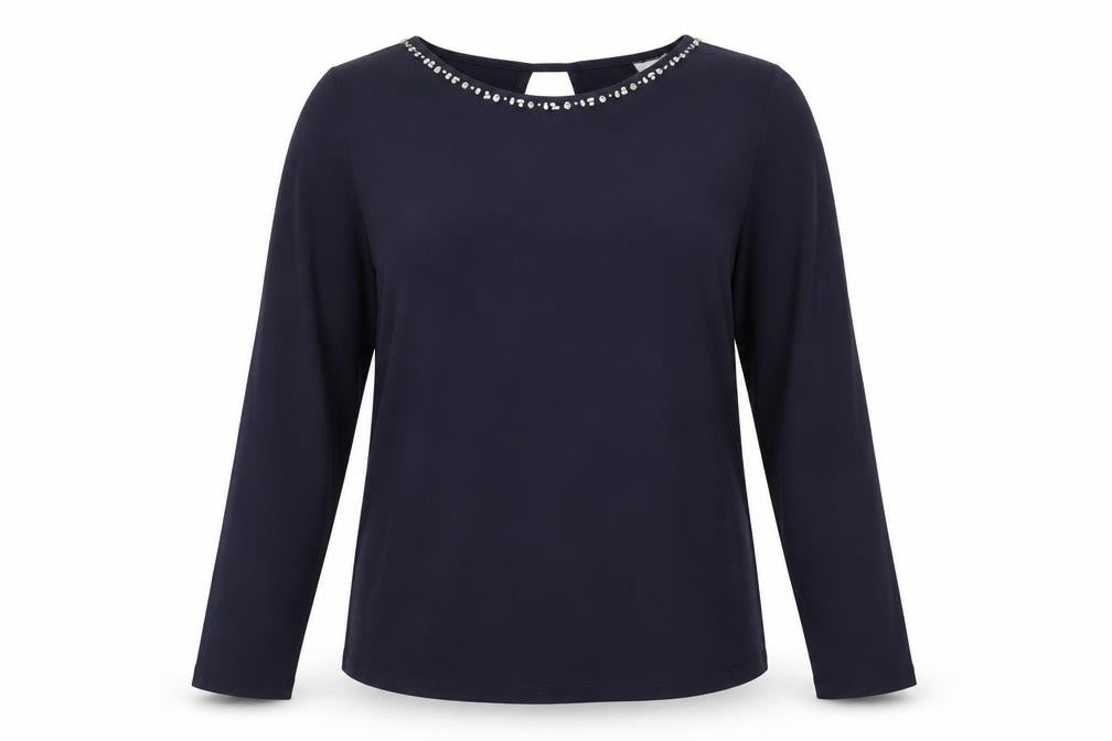 NEXT Womens Blue  Polyester Basic Blouse Size 14 Boat Neck - Embellished Neckline