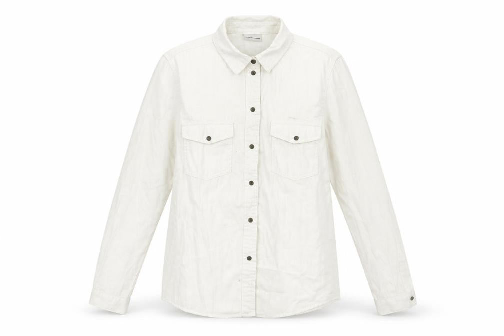 Noisy may Womens Ivory  Cotton Basic Button-Up Size M Collared