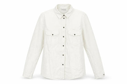 Noisy May Womens Ivory  Cotton Basic Button-Up Size M Collared