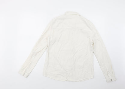 Noisy May Womens Ivory  Cotton Basic Button-Up Size M Collared