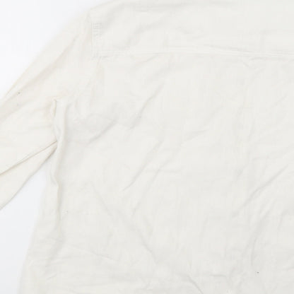 Noisy May Womens Ivory  Cotton Basic Button-Up Size M Collared