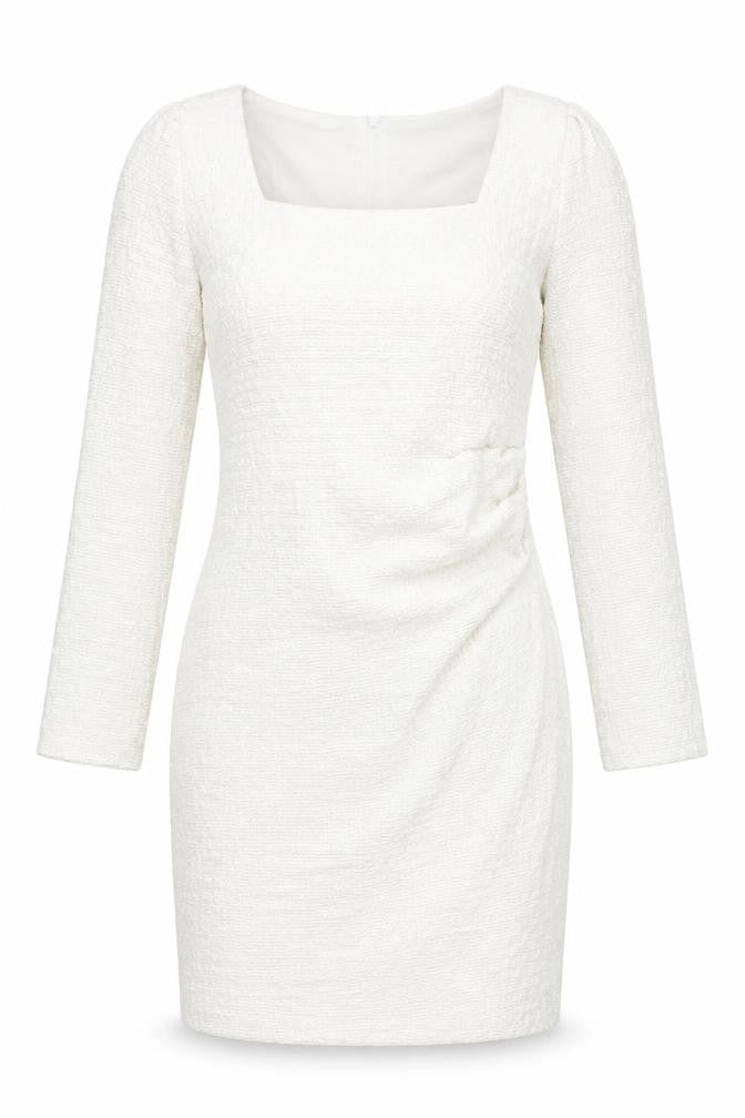 SheIn Womens White  Polyester Pencil Dress  Size XL  Square Neck Zip