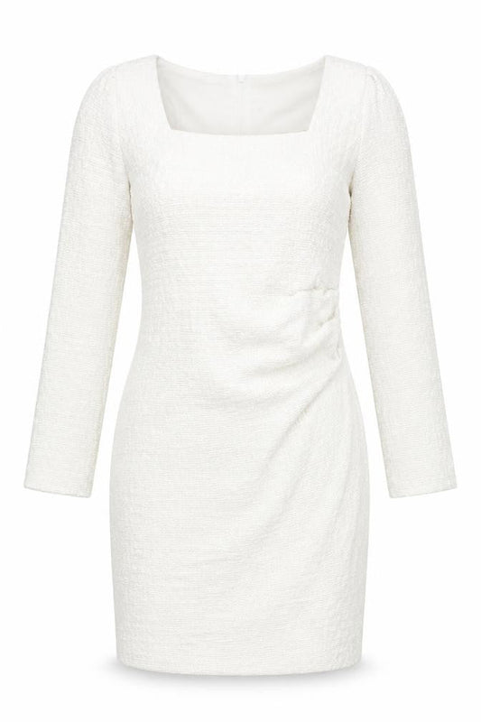 SHEIN Womens White  Polyester Pencil Dress  Size XL  Square Neck Zip