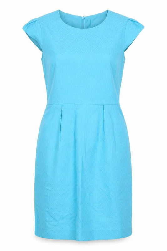 Oasis Womens Blue  Cotton Pencil Dress  Size 10  Boat Neck Zip