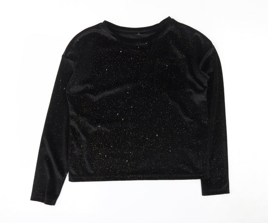 TU Girls Black  Polyester Basic T-Shirt Size 11 Years Round Neck Pullover