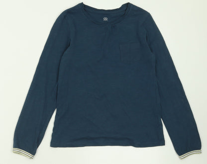 Preloved River Island Girls Blue  Cotton Basic Casual Size 10 Years Crew Neck Pullover - Front