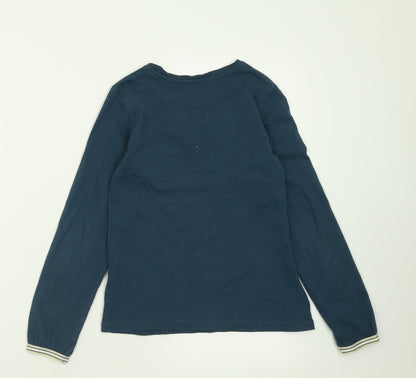 Preloved River Island Girls Blue  Cotton Basic Casual Size 10 Years Crew Neck Pullover - Back