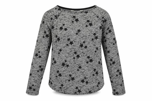 H&M Girls Grey Geometric Polyester Basic Casual Size 9-10 Years Crew Neck Pullover - Star Pattern