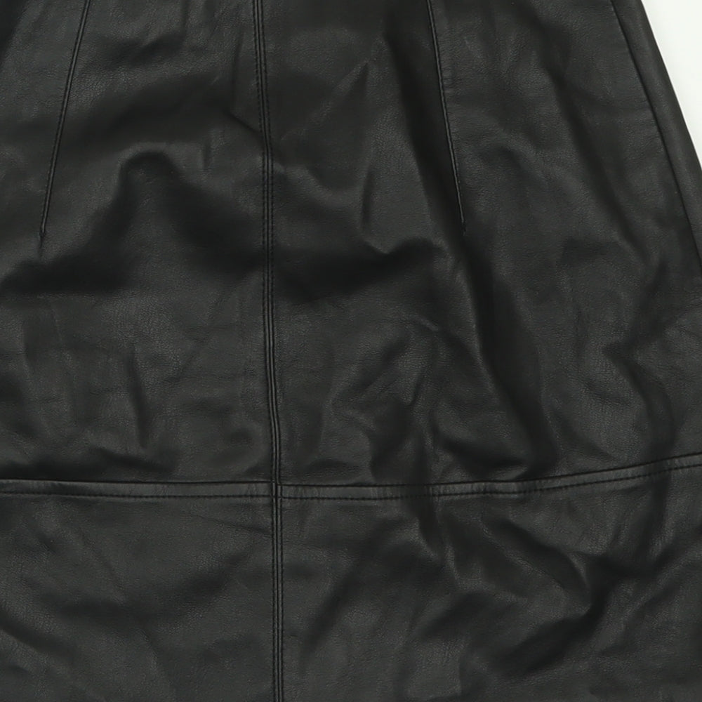 H&M Womens Black  Polyester A-Line Skirt Size 6   Zip