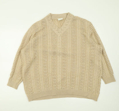 Classics Womens Brown V-Neck  Acrylic Pullover Jumper Size 20