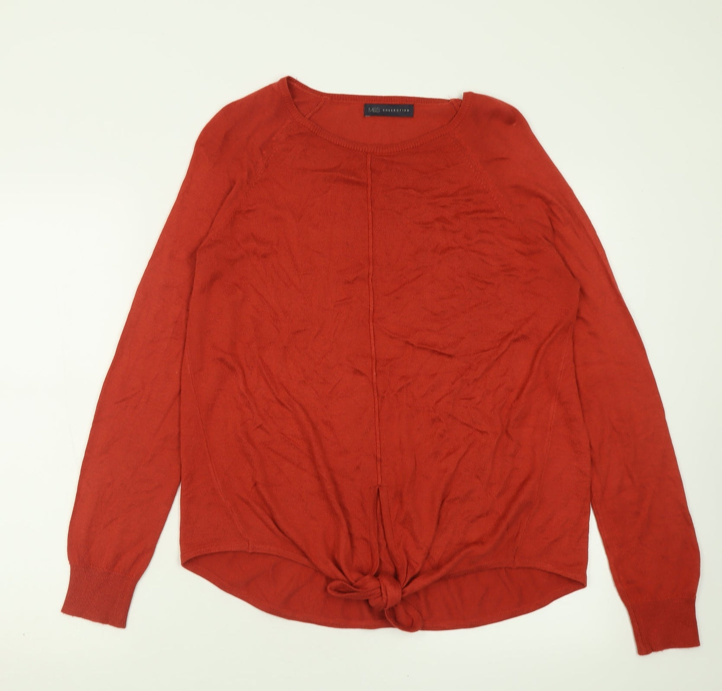 Marks and Spencer Womens Red Crew Neck  Viscose Pullover Jumper Size M