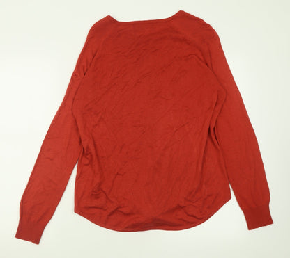 Marks & Spencer Womens Red Crew Neck  Viscose Pullover Jumper Size M