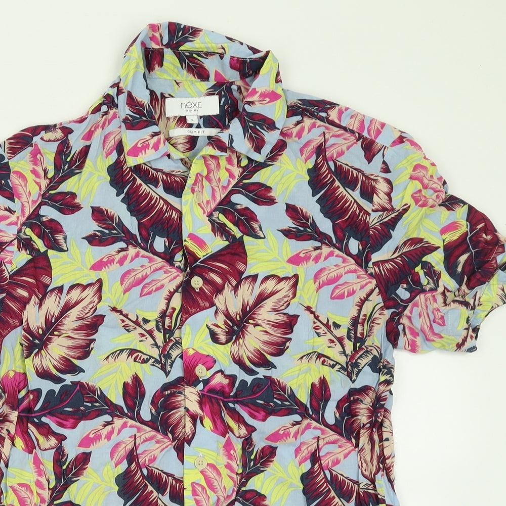 NEXT Womens Multicoloured Geometric Cotton Basic Button-Up Size S Collared
