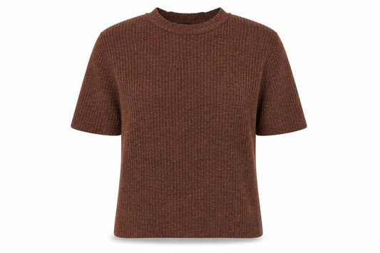 Primark Womens Brown  Polyester Basic T-Shirt Size XS Crew Neck