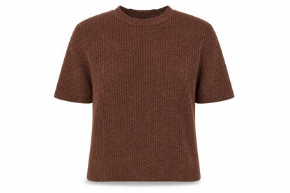 Primark Womens Brown  Polyester Basic T-Shirt Size XS Crew Neck