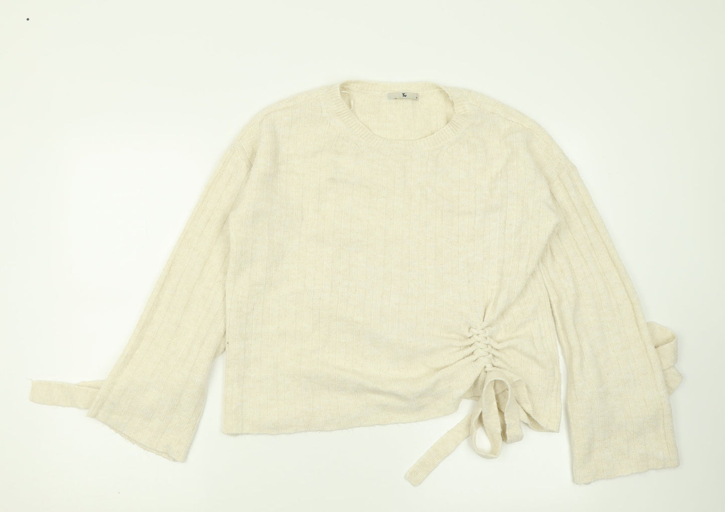 TU Womens Ivory Crew Neck  Acrylic Pullover Jumper Size 10