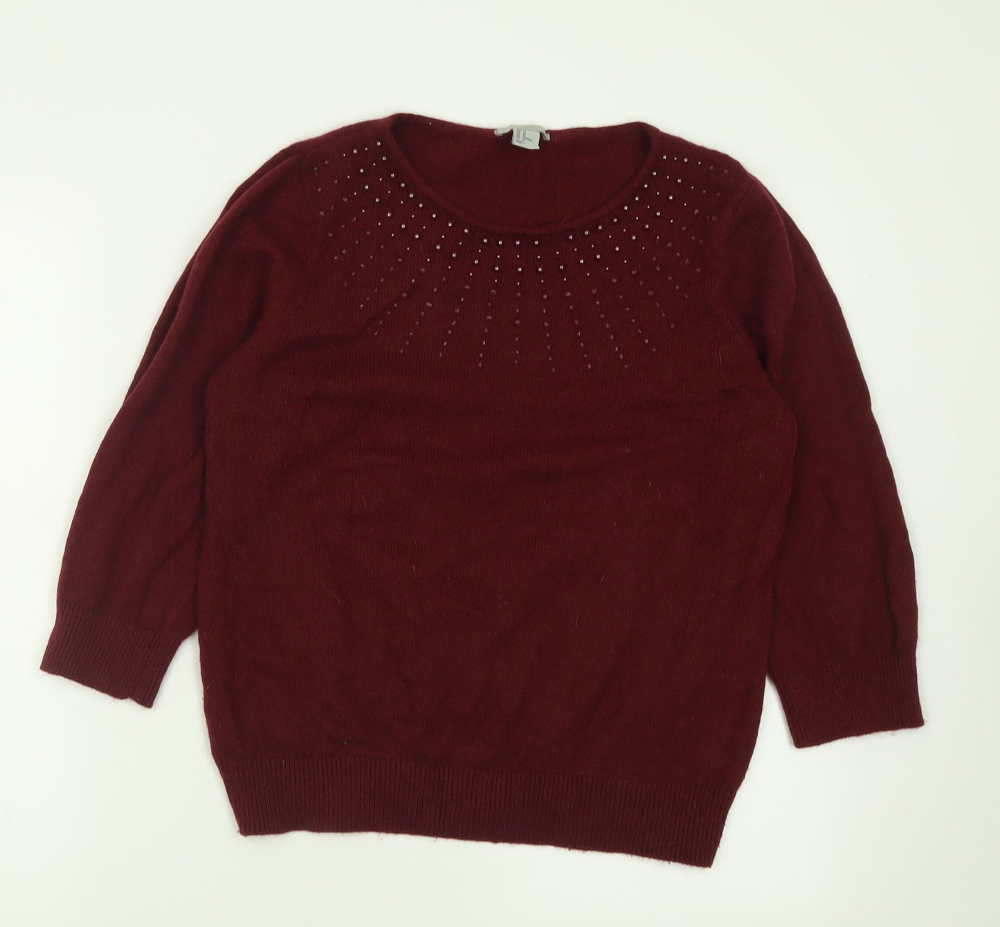 H&M Womens Purple Crew Neck  Acrylic Pullover Jumper Size M