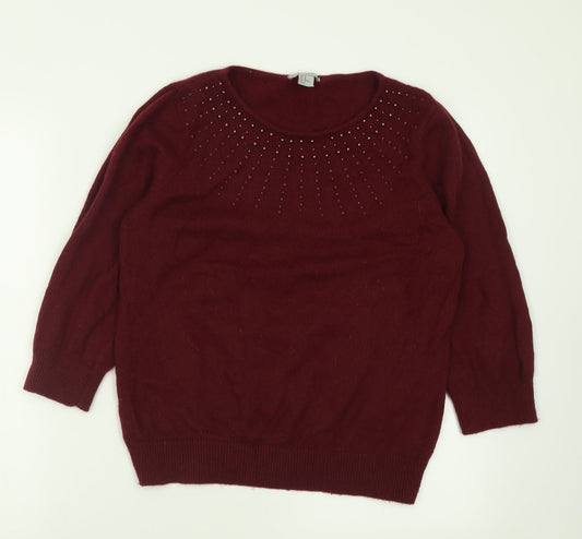 H&M Womens Purple Crew Neck  Acrylic Pullover Jumper Size M