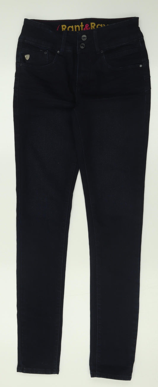 Preloved Rant & Rave Womens Blue  Cotton Skinny Jeans Size 10 L32 in Regular Button - Front