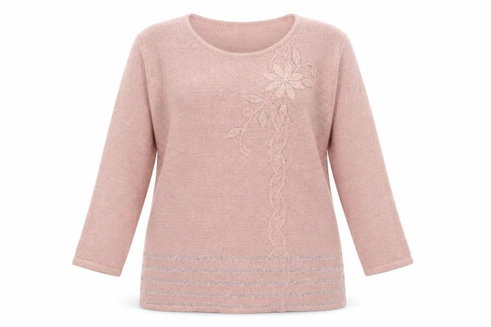 Slimma Womens Pink Round Neck  Acrylic Pullover Jumper Size 16
