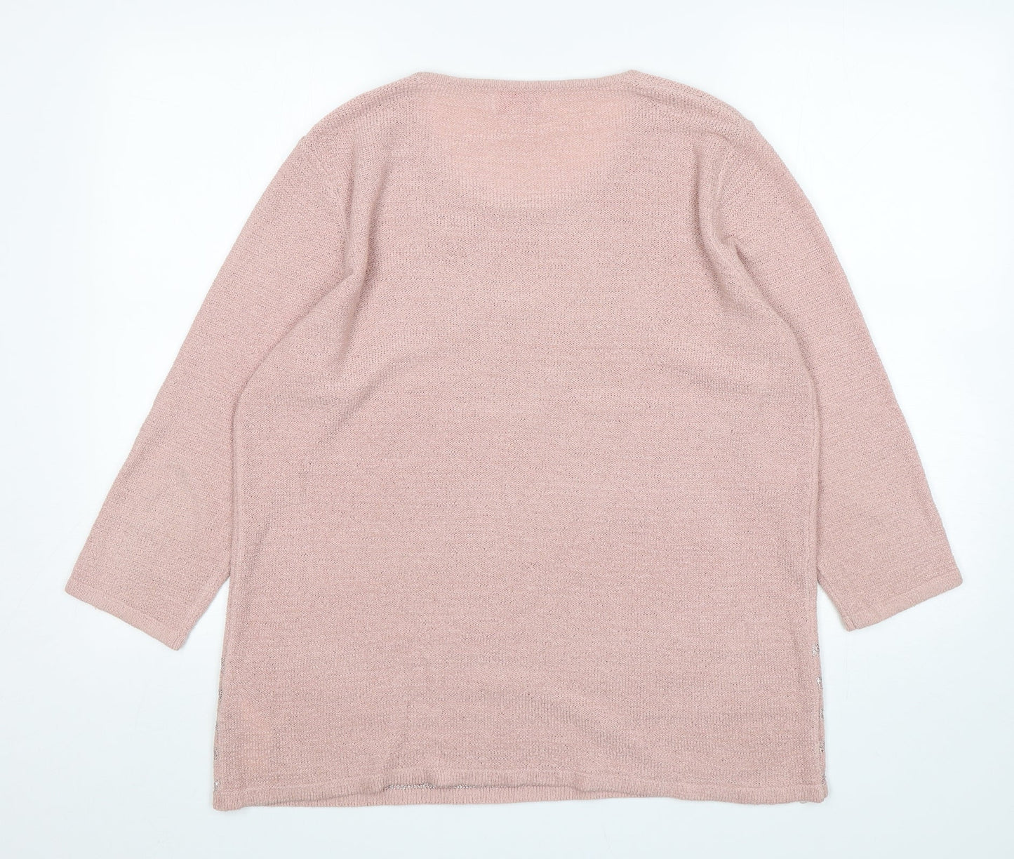 Slimma Womens Pink Round Neck  Acrylic Pullover Jumper Size 16
