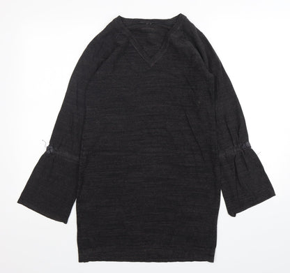 Next Womens Grey V-Neck  Cotton Pullover Jumper Size 8