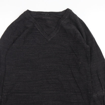 Next Womens Grey V-Neck  Cotton Pullover Jumper Size 8
