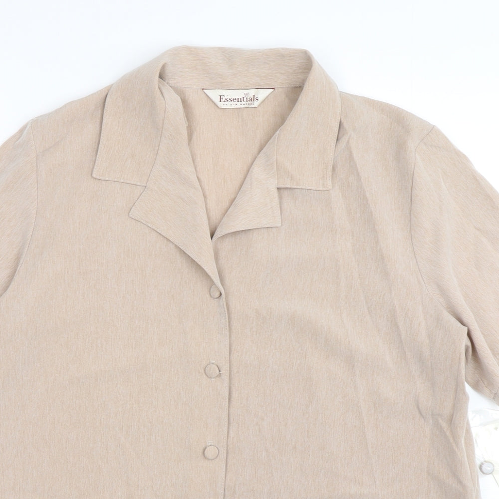 Bonmarché Womens Beige  Polyester Basic Button-Up Size 16 Collared
