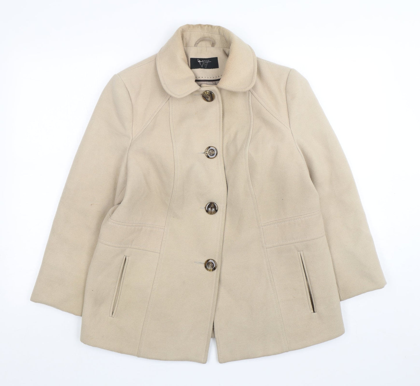 BHS Womens Beige   Overcoat Coat Size 12  Button