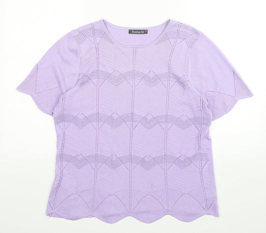 Bonmarché Womens Purple  Acrylic Basic T-Shirt Size M Round Neck
