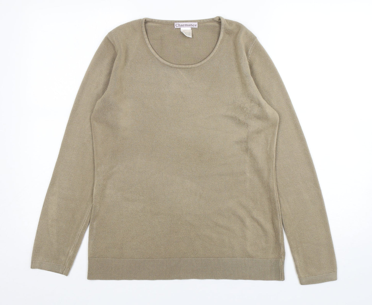 Chaemance Womens Green Round Neck  Acrylic Pullover Jumper Size 18