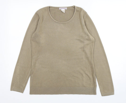 Chaemance Womens Green Round Neck  Acrylic Pullover Jumper Size 18