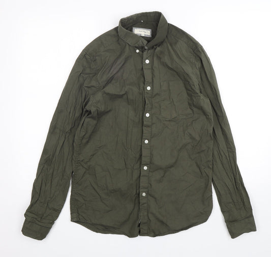 River Island  Mens Green  Cotton  Button-Up Size S Collared Button