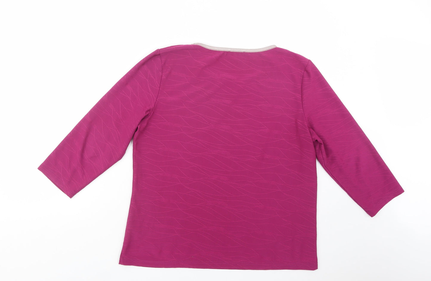 Klass Womens Purple  Polyester Basic Blouse Size L Boat Neck